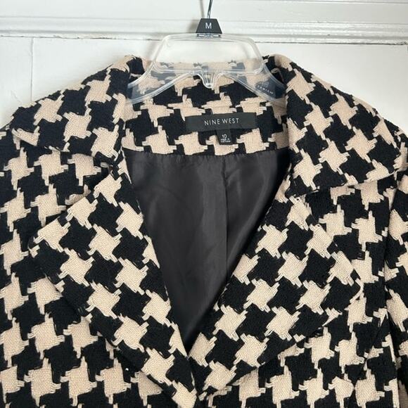 SUMMER SALE | Nine West Black & Tan Houndstooth Blazer - Size 10 - Picture 6 of 12